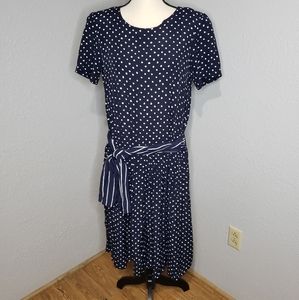 VTG Ed Michaels Polka Dot Drop Waist Dress